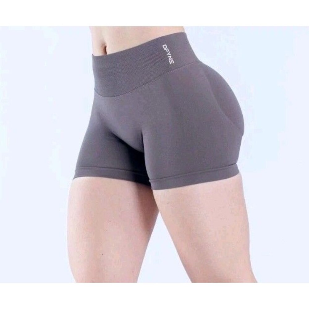 DFYNE Women's High Stretch 4.5" Impact Shorts, Grey, Large